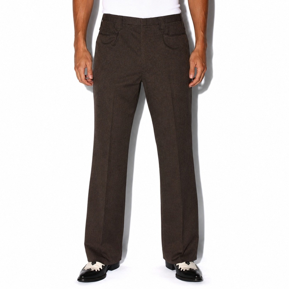 70s Vintage Pagano West Dress Pants Mens 40 Brown Western Flared Polyester Pants